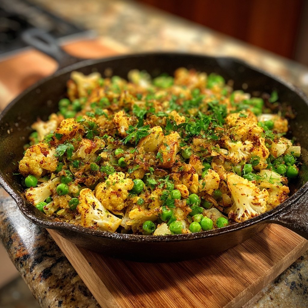 Blumenkohl Reis Pfanne Mit Erbsen