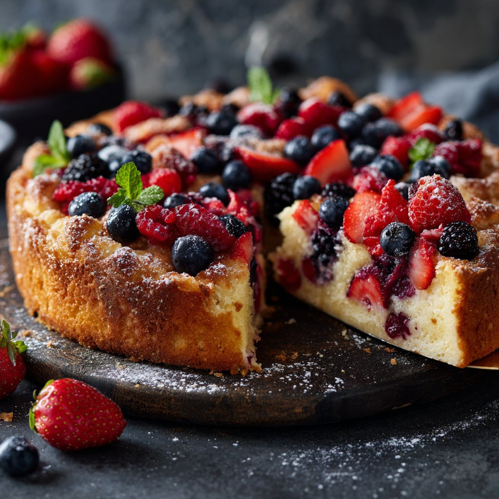 Blechkuchen mit Früchten der Saison