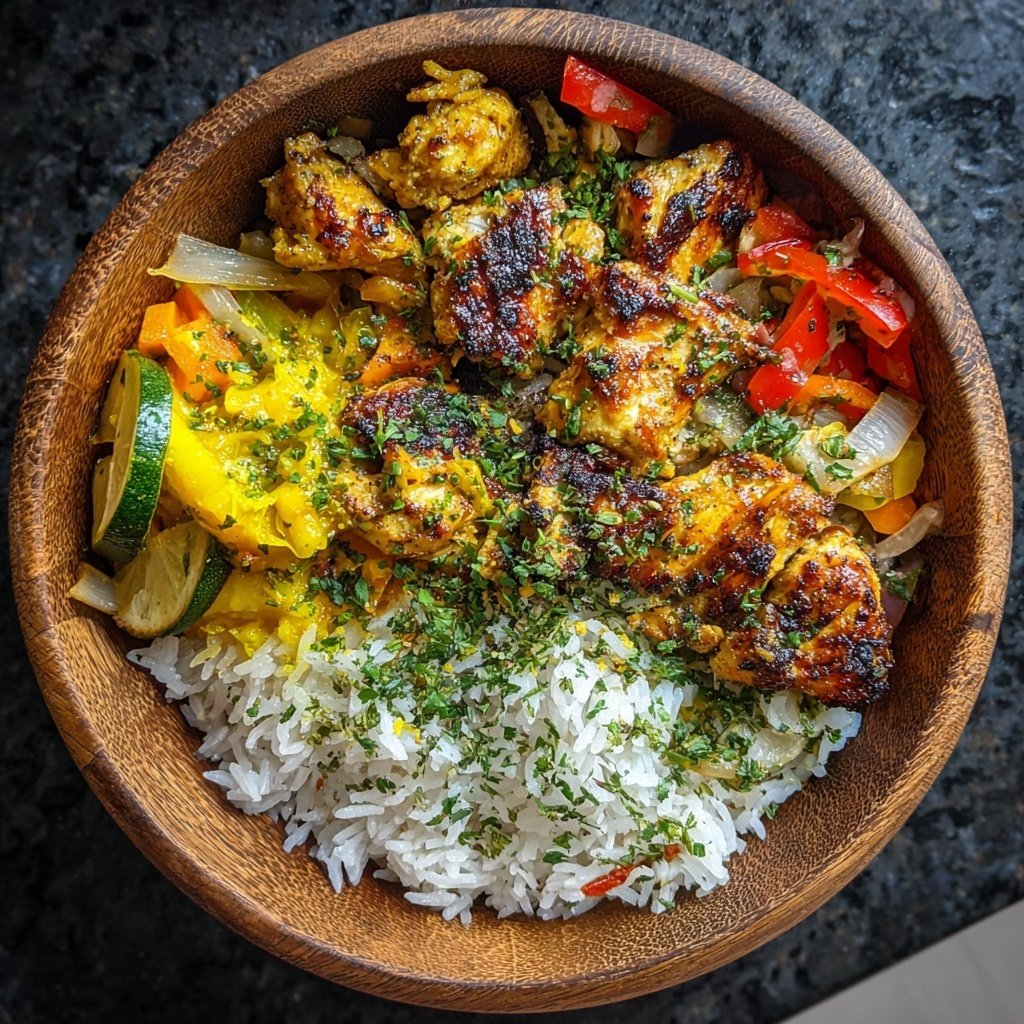 Kalorienarme Hähnchen Bowl Mit Reis