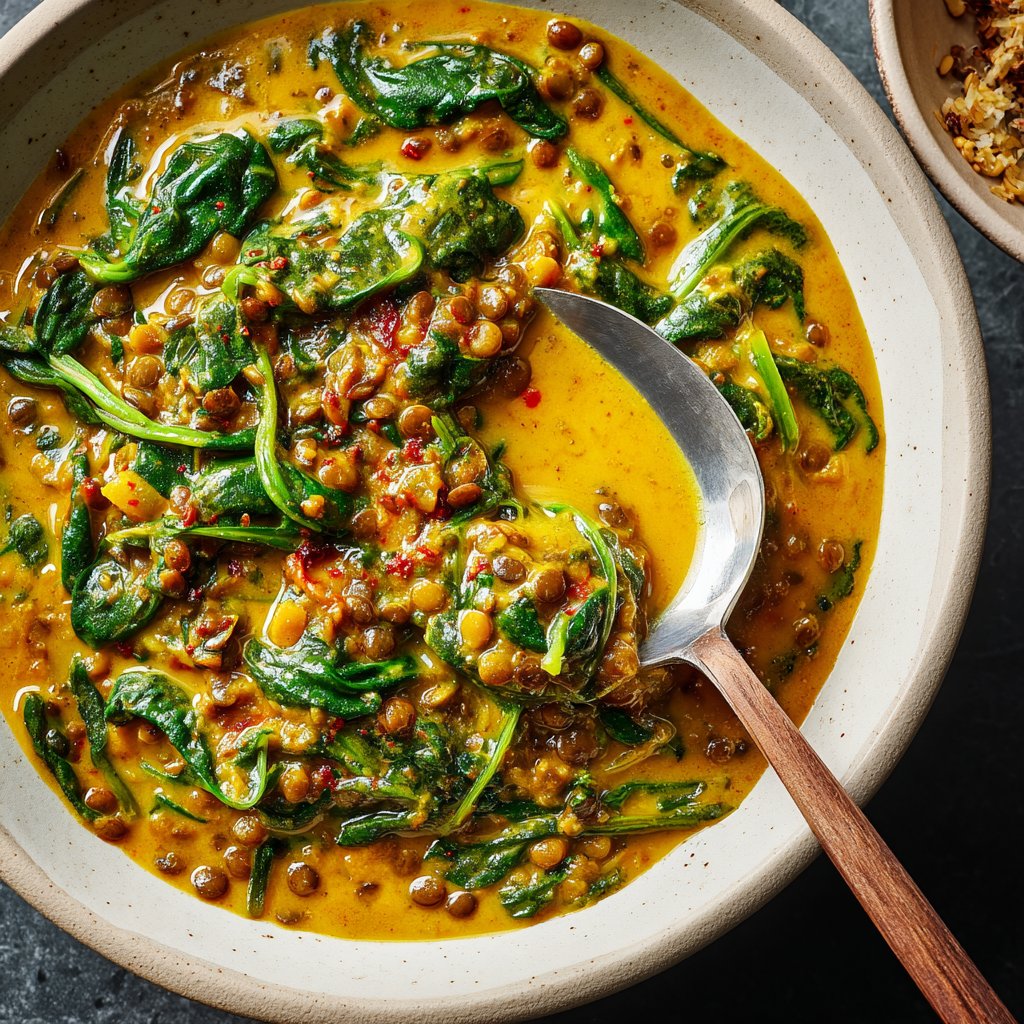 Vegetarisches Abendessen mit Linsencurry