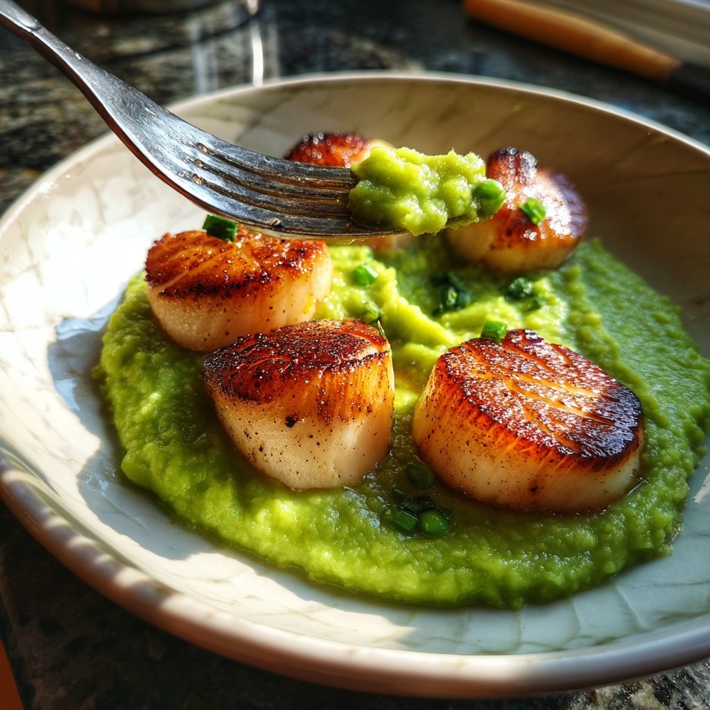 Jakobsmuscheln auf Erbsenpüree