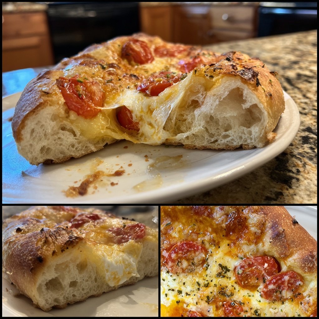 Pizza mit Tomaten und Burrata